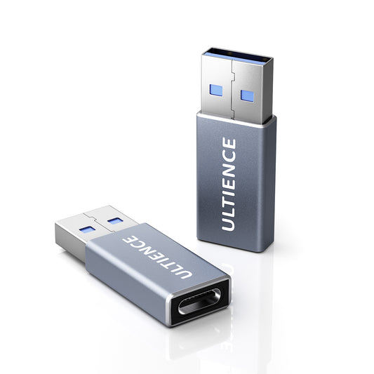 ULTIENCE USB A to USB C Adapter: 10Gbps Both Sides, 60W USB 3.2 Converter, Compatible with Apple/iPhone/Car/Samsung